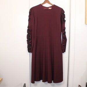 Celina's Maroon Red Long Sleeves Crew Neck Zip Up Women's Dress Size‎ 46